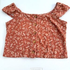 Women's Rewind Brand, Size XL Floral Brown Top clay color